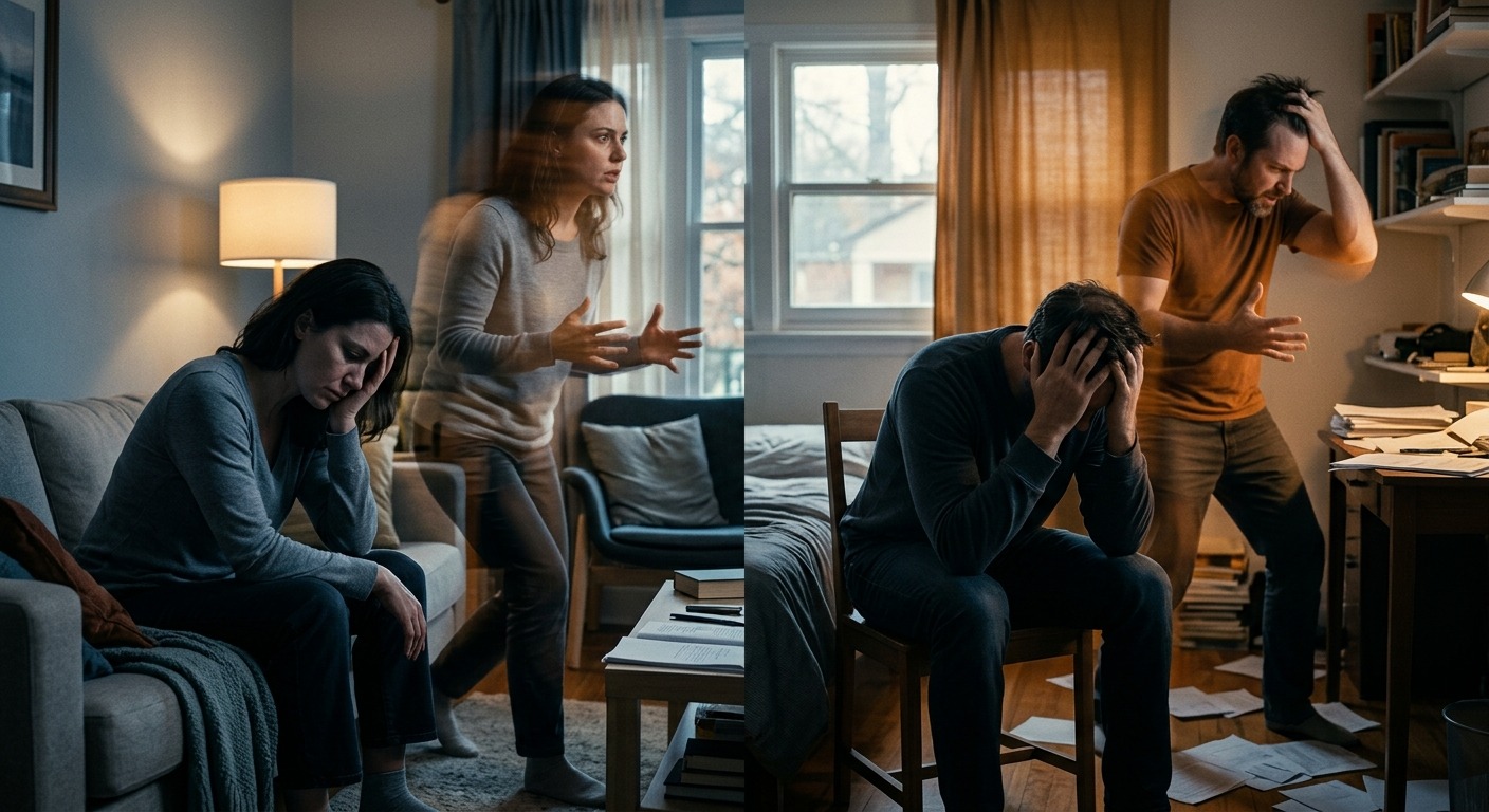 Ilustracija osobe koja prolazi kroz talase bipolarnog poremećaja